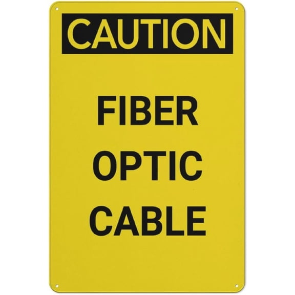 Caution Electrical Fiber Optic Cable Sign for Business 8"x12" Rust Free Aluminum - UV Printed with 4 Pre-Drilled Holes, Durable Weatherproof, Fiber Optic Sign