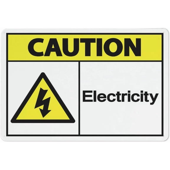 Caution Electricity Sign 8"x12" Rust Free Aluminum - Uv Protected, Waterproof, Weatherproof And Fade Resistant - 4 Pre-Drilled Holes