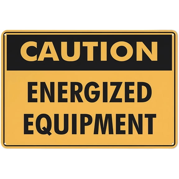 Caution Energized Equipment Warning Sticker 8"x12" - Security Outdoor Sign, Energized Equipment Sign