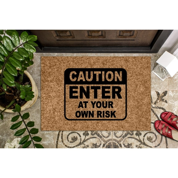 Caution Enter At Your Own Risk | Housewarming Gift | Custom Doormat Closing Gift | Welcome Doormat | Front Door | Funny Door Mat Gift
