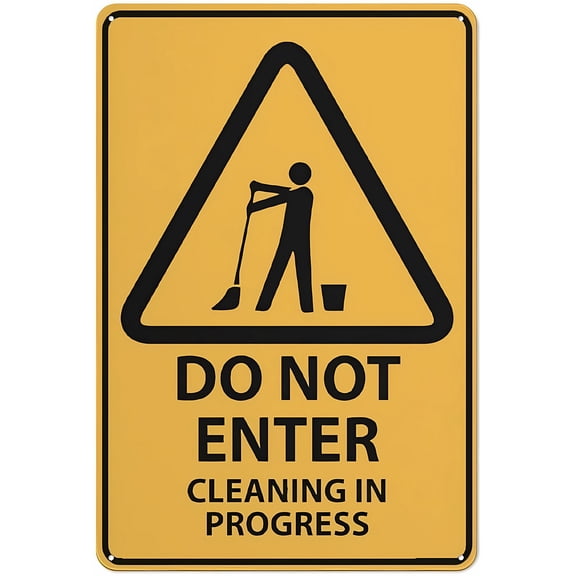 Caution Do Not Enter Cleaning in Progress Metal Sign 12 x 8 Inches - Rust-Free Aluminum, UV Ink Printing, Durable Weatherproof Outdoor Use for Home, Business, Office