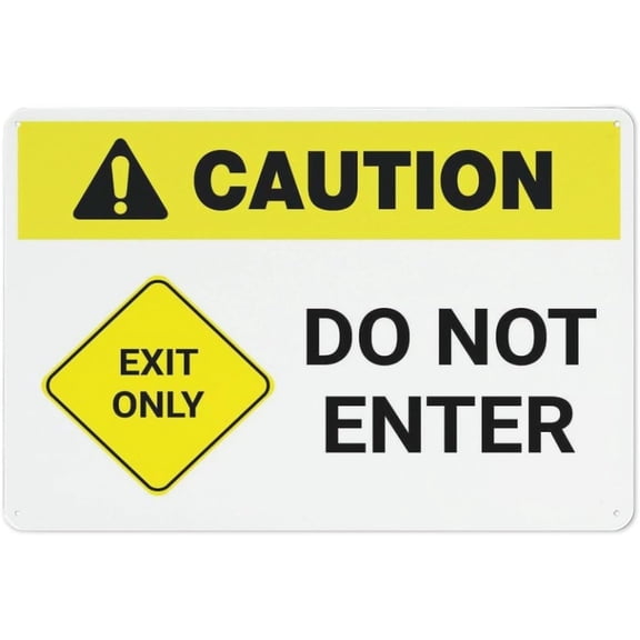 Caution Exit Only - Do Not Enter Retro Vintage Sign 8"x12" - Wall Decor Plaque for Home Bar Pub Kitchen Restaurant, Exit Only Sign