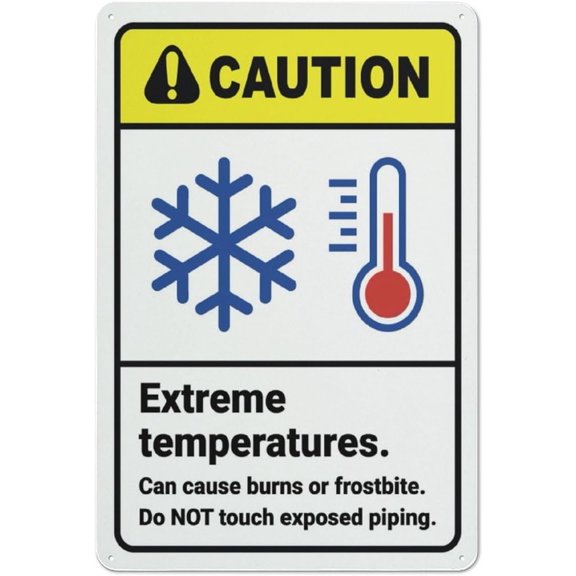 Caution Extreme Temperatures Do Not Touch Sign 8"x12" Rust Free Aluminum - Weather Resistant Durable, Indoor Outdoor Extreme Temp Sign