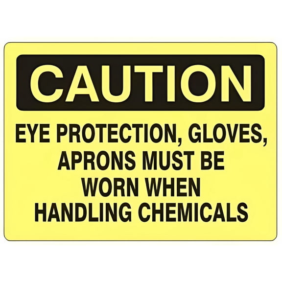 Caution Eye Protection/Gloves/Aprons Chemical Sign - 12×8 Inches, OSHA PPE Metal Tin Sign, No.3106 Personal Protective Equipment Alert