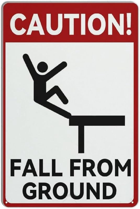 Caution Fall From Ground Funny Vintage Tin Sign Metal Wall Decor Metal ...