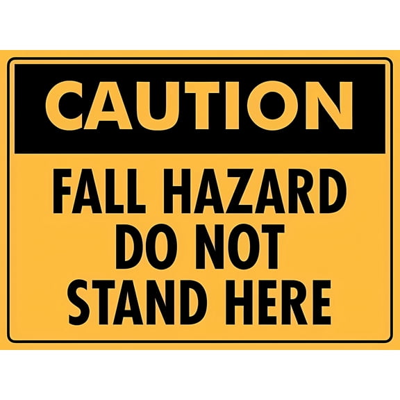 Caution Fall Hazard Do Not Stand Here Sign 8"x12" Rust Free Aluminum - Weather Resistant Durable, Indoor Outdoor Fall Hazard Sign