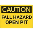 thumbnail image 1 of Caution Fall Hazard Open Pit Aluminum Sign 12 x 8 Inches - UV Ink Printed, Durable for House, Business, Indoor Outdoor Construction, Mining, Excavation Area, 1 of 6