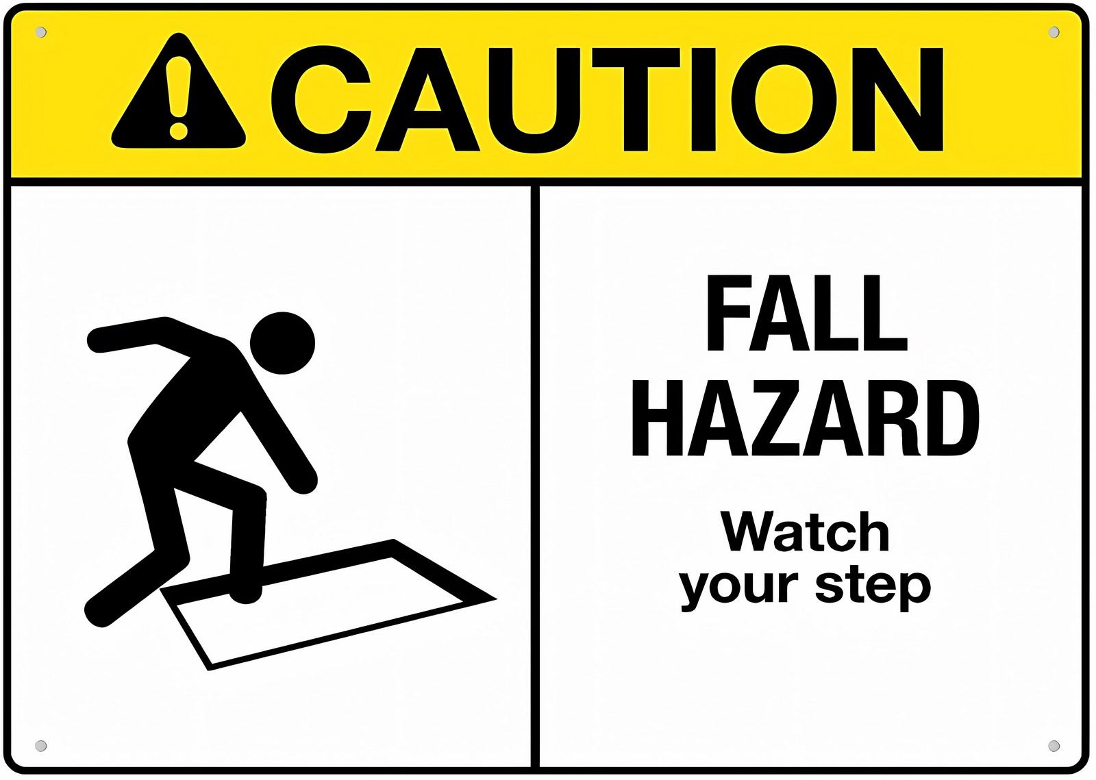 Caution Fall Hazard Sign 12 x 8 Inches - UV Printed Rust-Free Aluminum ...