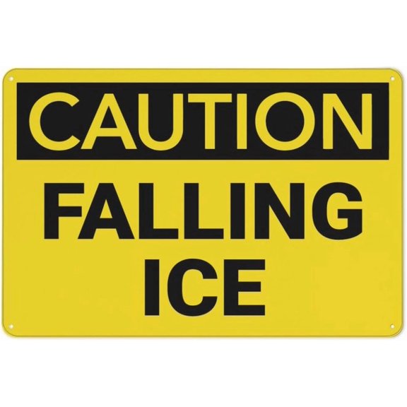 Caution Falling Ice Aluminum Sign 8"x12" - UV Ink Printed Outdoor Sign for House Business, Falling Ice Caution Sign