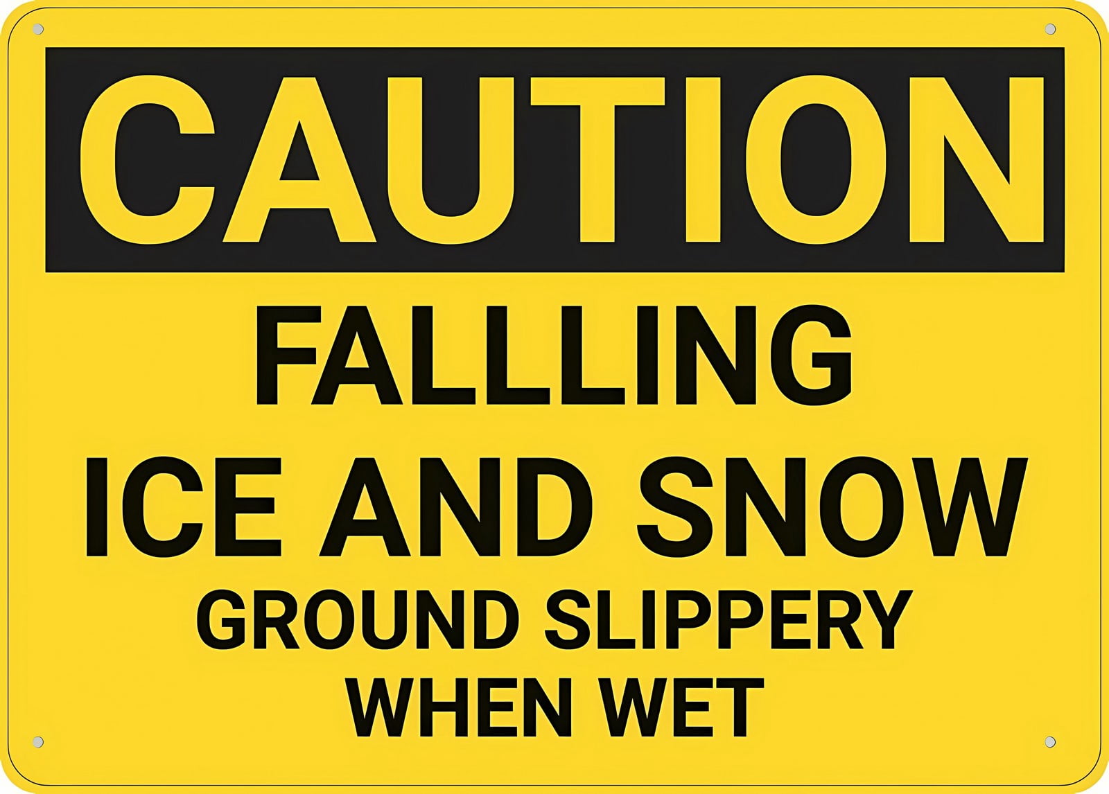 Slippery Ground Sign Caution Falling Ice and Snow Ground Slippery Sign 12 x 8 Inches - Rust ...