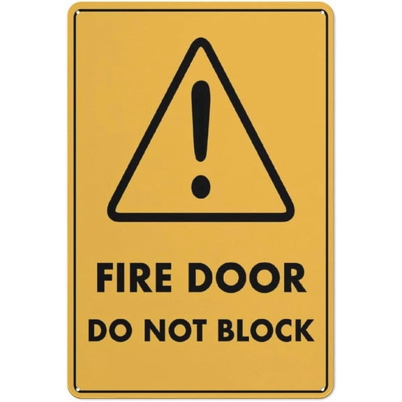 Caution Fire Door Do Not Block Reflective Aluminum Metal Signage - 8"x12", With Symbol, Weatherproof - Office, School, Hospital, Public Building