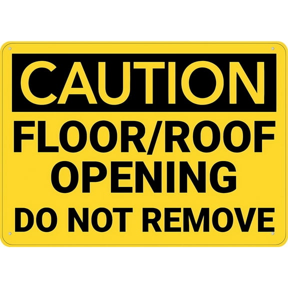Caution Floor Roof Opening Do Not Remove Sign 12 x 8 Inches - Rust-Free Aluminum, UV Ink Printing, Suitable for Indoor Outdoor Construction, Building Area