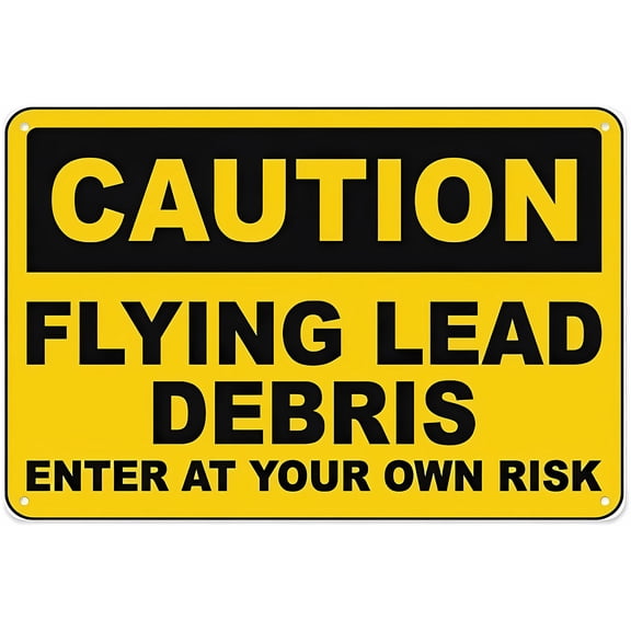 Caution Flying Lead Debris Sign, 8"x12" Vintage Metal Wall Decor, Construction Alert Decor for Home Farm Bar Coffee Shop Club