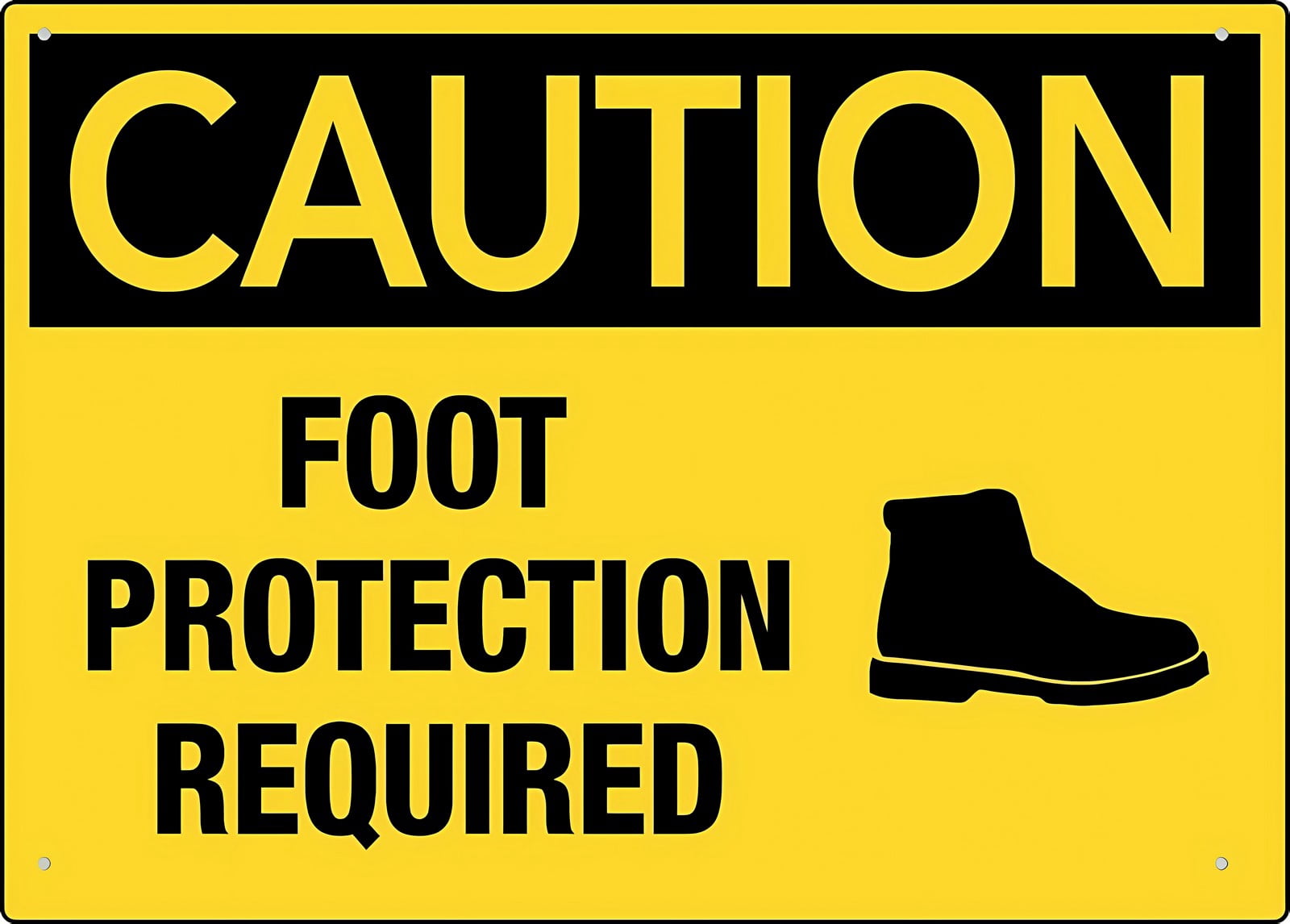 Caution Foot Protection Required Sign 12 x 8 Inches - Rust-Free ...