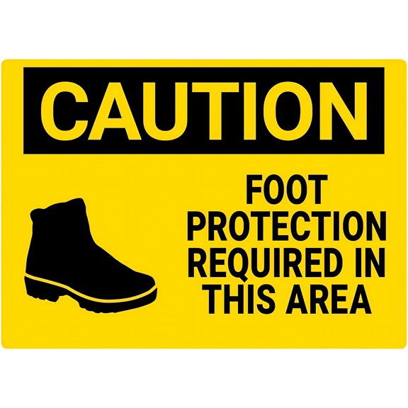 Caution Foot Protection Required Sign - 8"x12" Warehouse Metal Danger Warning Safety Notice Sign