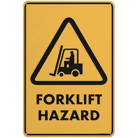 Caution Forklift Hazard Metal Sign 12 x 8 Inches - Rustproof Aluminum, Multicolor Design, Clear Warning for Indoor Outdoor Warehouse, Factory, Construction Area