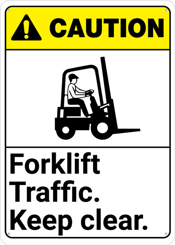 Caution Forklift Traffic Keep Clear With Graphic Sign 8X12 Inch Rust ...