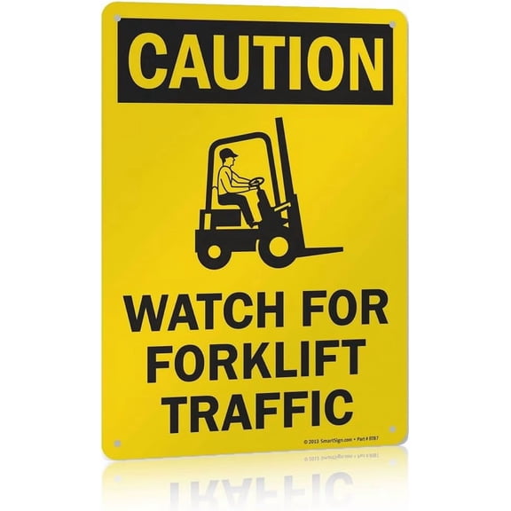 Caution Forklift Traffic Metal Sign, Watch For Forklift Warning Sign, 8x12 Aluminum Poster, Warehouse Safety Sign, Industrial Workplace Decor, Forklift Operator Gift, OSHA Compliance Sign