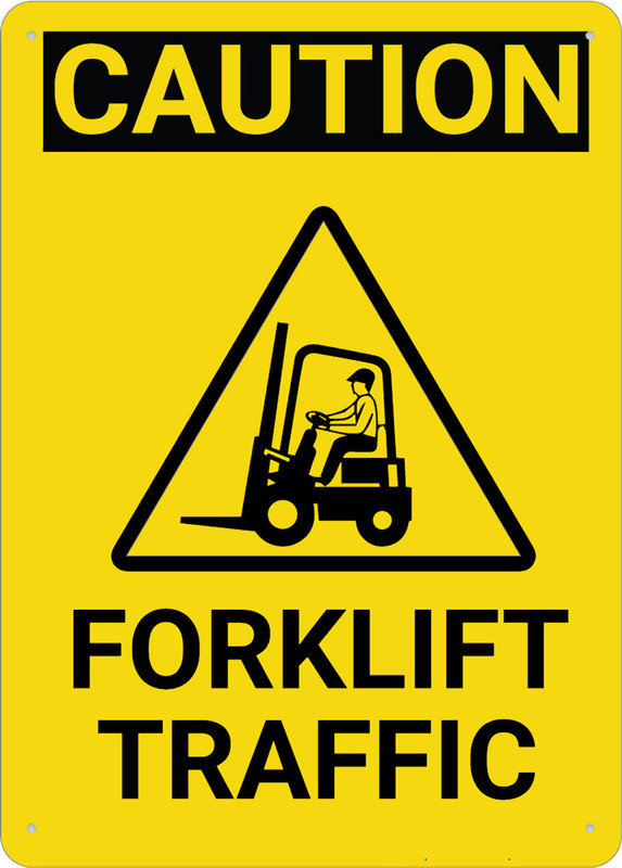 Caution Forklift Traffic Vertical With Graphic Sign 12”X8” Metal Signs ...