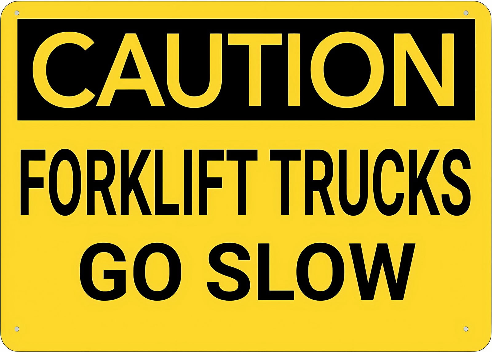 Caution Forklift Trucks Go Slow Metal Sign 12 x 8 Inches - Rust-Free ...
