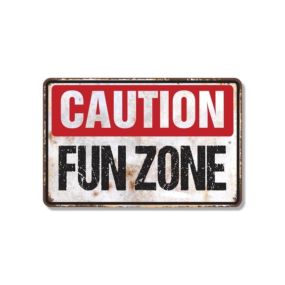 Caution Fun Zone (2 Pack) 8 Inch x 12 Inch Novelty Plastic Sign Laughter May Occur Durable Weatherproof UV Protected Perfect for Playrooms Patios Game Rooms Fun Gift for Families Party