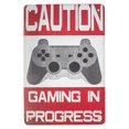 thumbnail image 1 of Caution Gaming In Progress Keep Out Funny Metal Sign Kids Bedroom Man Cave Wall Decor Game Room Door Art, 1 of 4