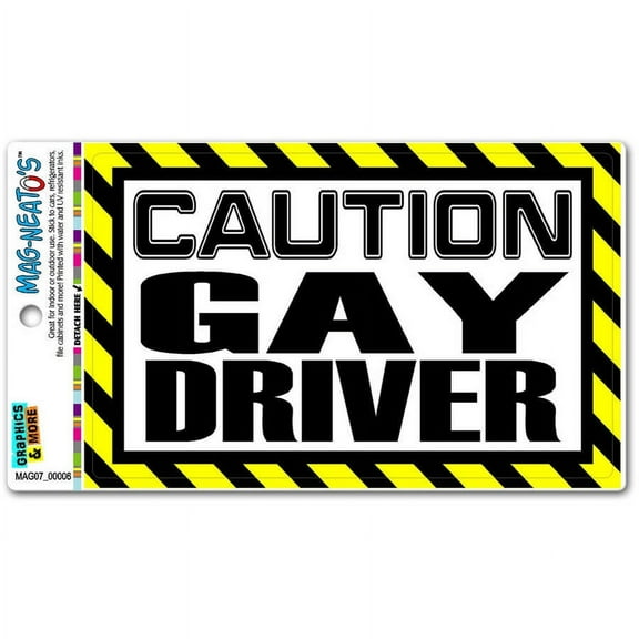 Caution Gay Driver Automotive Car Refrigerator Locker Vinyl Magnet