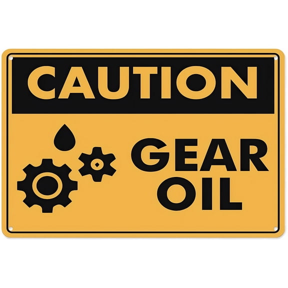 Caution Gear Oil Sign - 8"x12" Aluminum Tin Warning Sign for Home Outdoor Garden