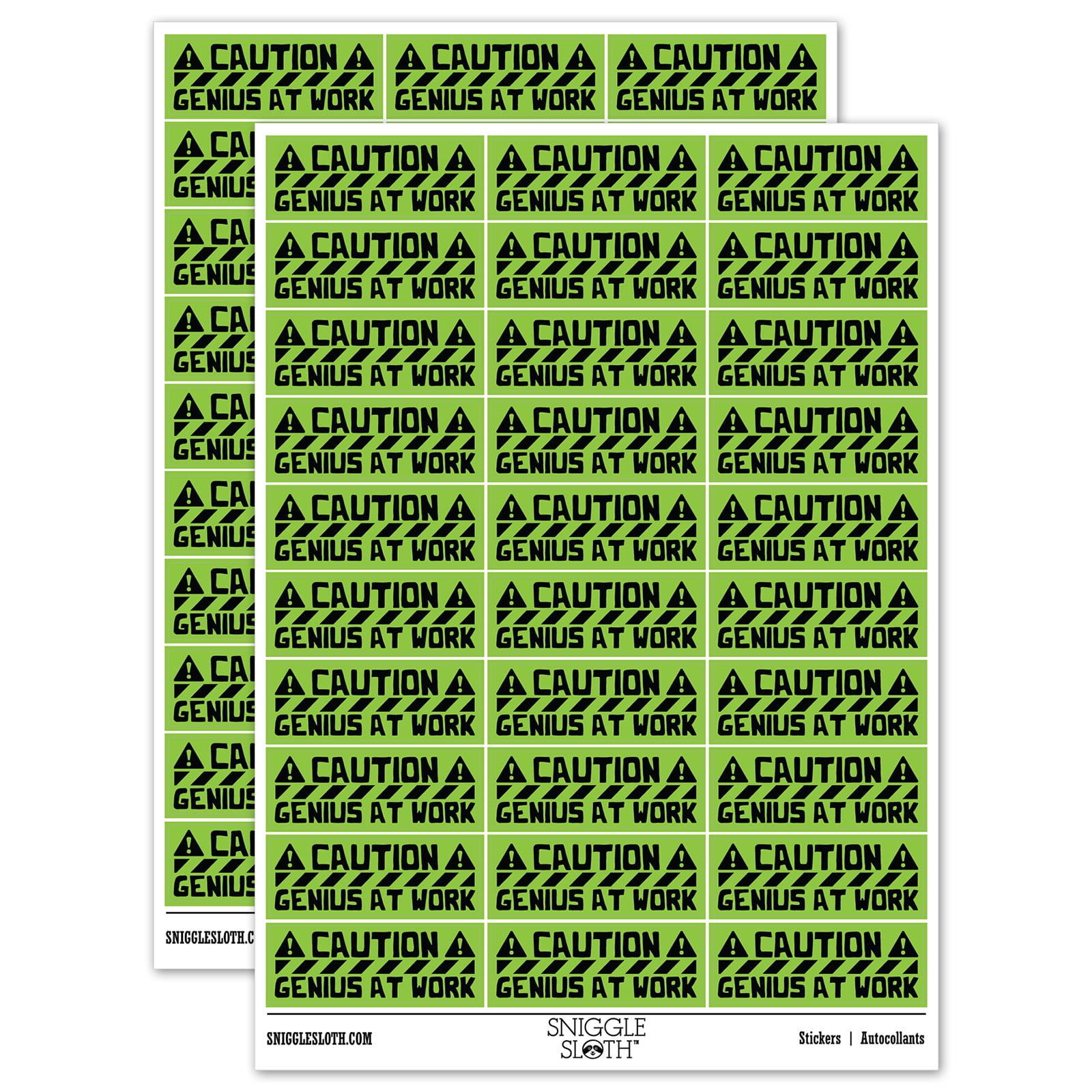 Caution Genius at Work Teacher Student School Sticker Set - Light Green ...