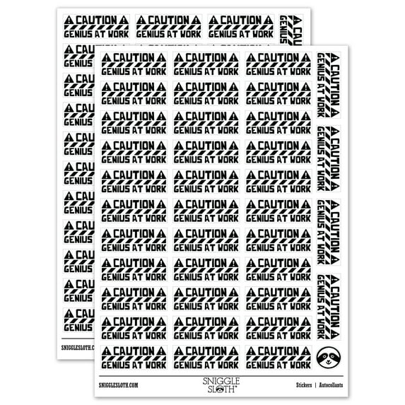 Caution Genius at Work Teacher Student School Sticker Set - White - Matte Finish - 1.5" Small