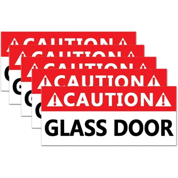Caution Glass Door Sign Decal Warning Glass Stickers 3*6inch 5Pcs