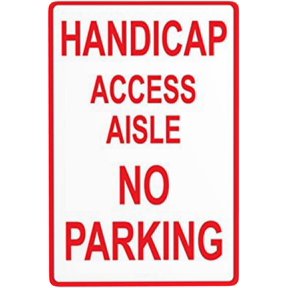 Caution Handicap Access Aisle No Parking Vintage Tin Sign, 8x12 Inch Aluminum Metal Wall Decor for Garage or Yard