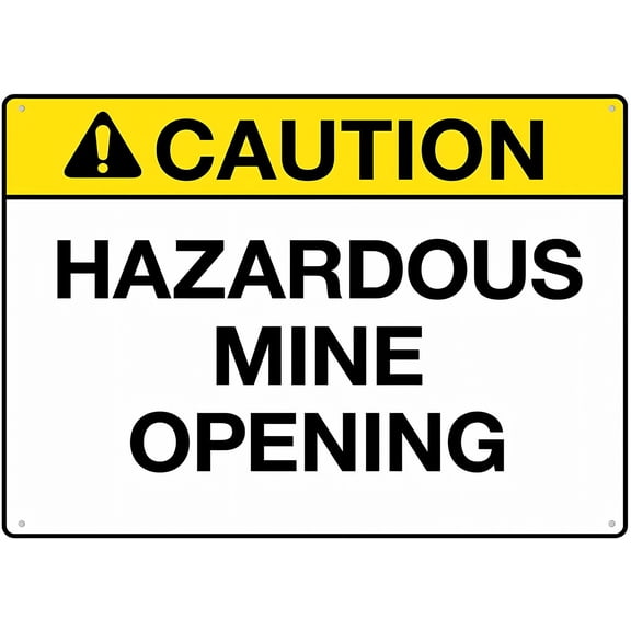 Caution Hazardous Mine Opening Metal Sign 12 x 8 Inches - Rust-Free Aluminum, UV Ink Printing, Durable Weatherproof Outdoor Use for Home, Mining, Construction Area