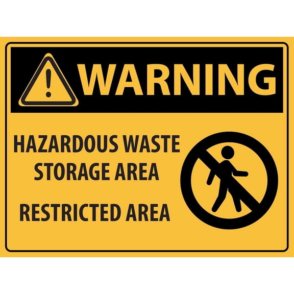 Caution Hazardous Waste Storage Restricted Area Metal Tin Sign 8"x12", Durable Leak-Proof, For Industrial Facility Lab Indoor Outdoor Waste Management