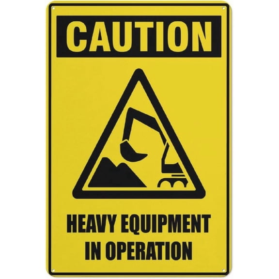 Caution Heavy Equipment In Operation Sign 8"x12" Rust Free Aluminum Signs Outdoor, Metal Tin Sign For Home, Business, Yard
