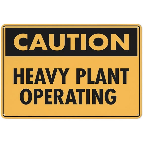 Caution Heavy Plant Operating Sign 8"x12" - 8 X 12 Grade Reflective Sheeting Rust Free Aluminum, Weather Resistant Waterproof Easy to Mount
