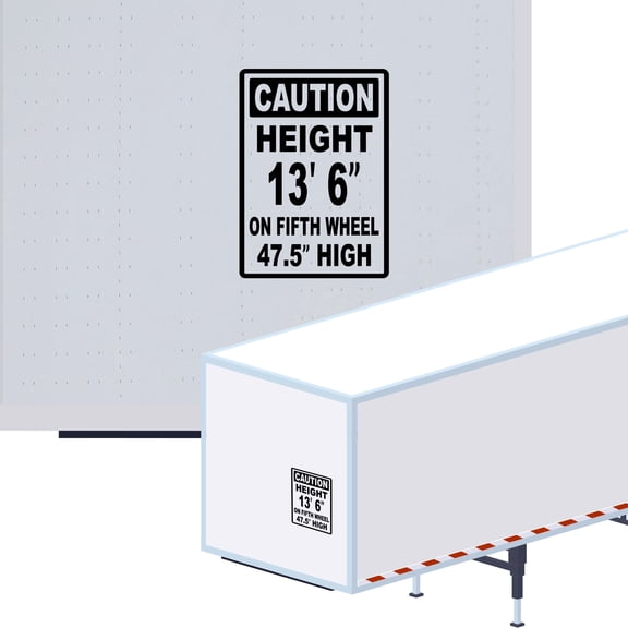 Caution Height 13'6" On Fifth Wheel 47.5" High Vinyl Decal Sticker - High Trailer Sign Truck Safety Decal for Dry Van and Reefer Trailers Caution Clearance Height Sign (7" x 11", Black)