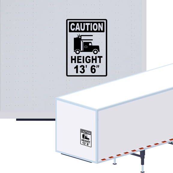 Caution Height 13' 6" Vinyl Decal Sticker - High Trailer Sign Truck Safety Decal for Dry Van and Reefer Trailers Truck Decals & Markings Caution Clearance Height Sign (7" x 11", Black)