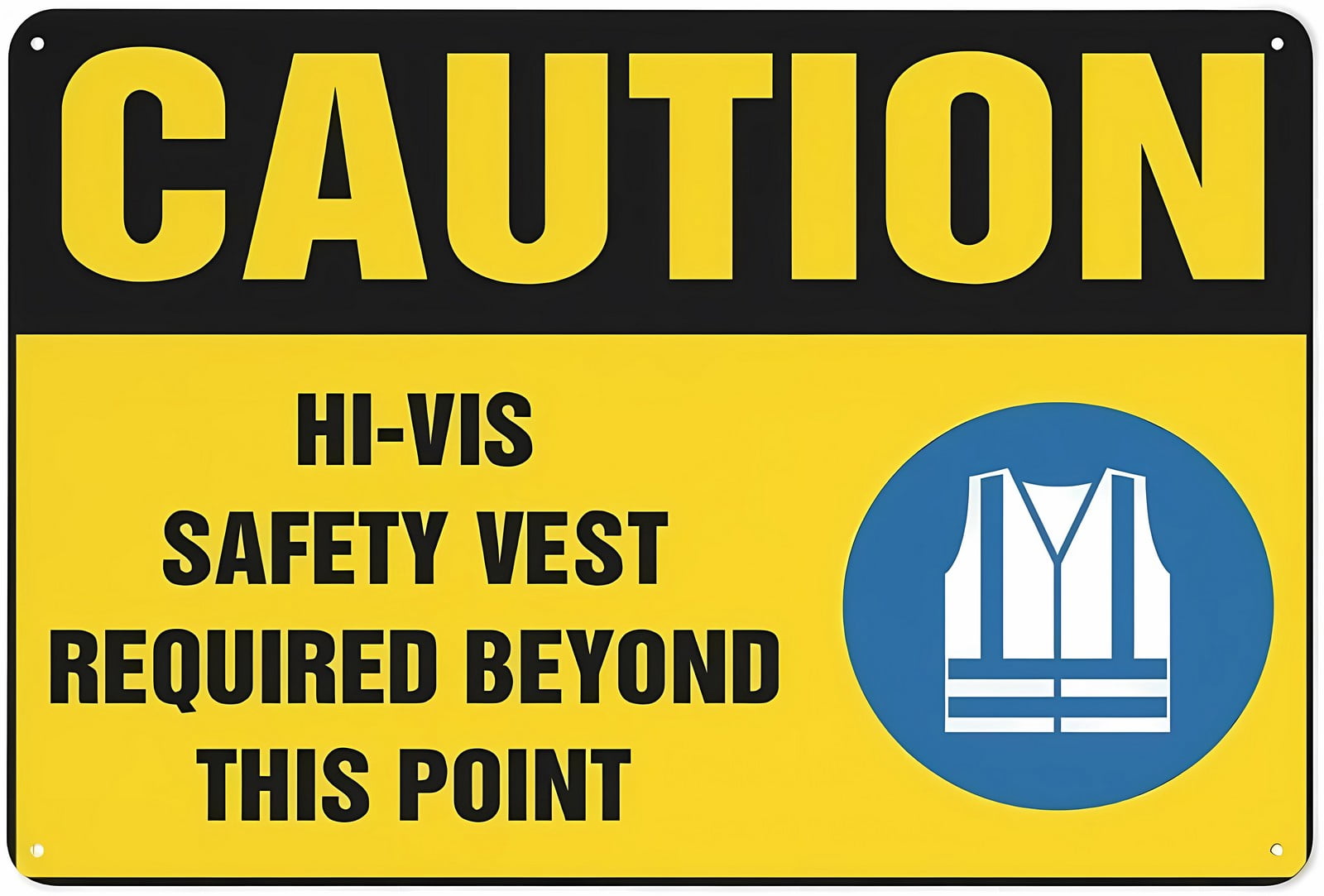 Caution Hi-Vis Safety Vest Required Beyond This Point Warning Sticker ...