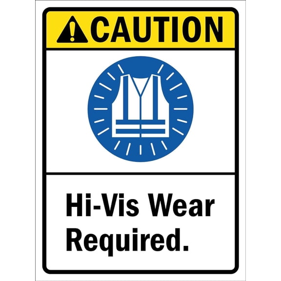 Caution Hi-Vis Wear Required Sign Metal Tin Sign 8x12 Inches Caution Danger Safety Security Warning Notice Signs