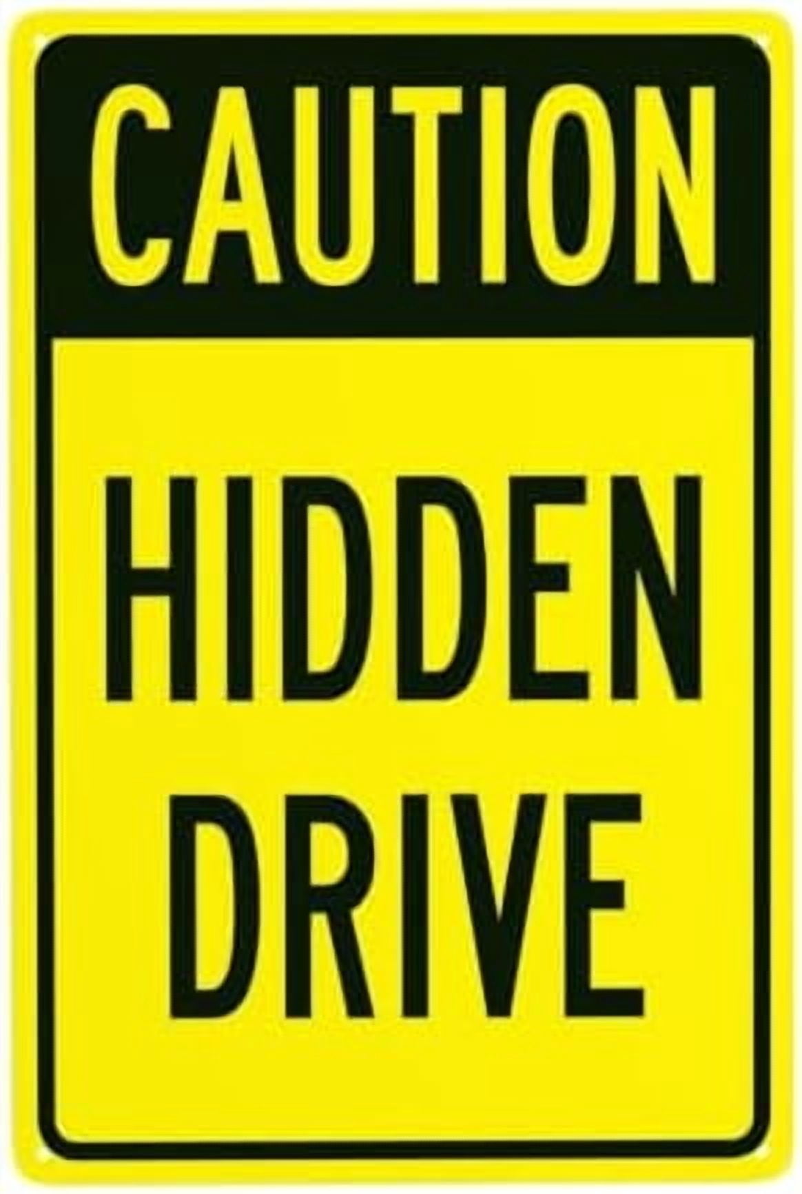 Hidden Sign Rectangle Caution Hidden Drive Warning Sign, Driveway Security Metal Signs for ...