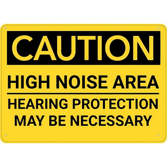 Caution High Noise Area Hearing Protection Necessary Sign for Home 12 x 8 Inches - Rust-Free Aluminum, UV Ink Printing, 7-Year Weatherproof Outdoor Durability