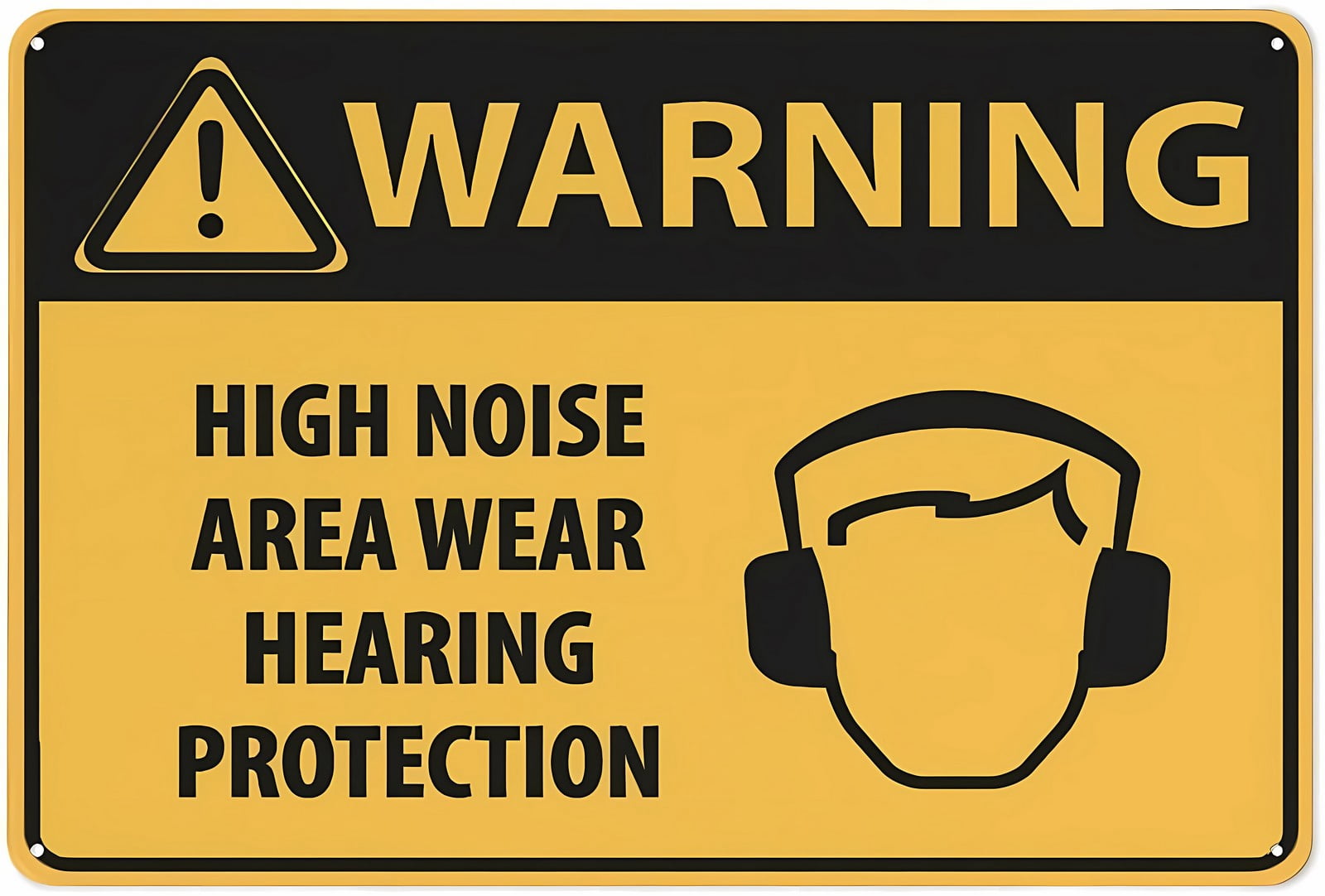 Caution High Noise Area Wear Hearing Protection Warning Tin Sign 12 X 8 caution-high-noise-area-wear-hearing-protection-warning-tin-sign-12-x-8