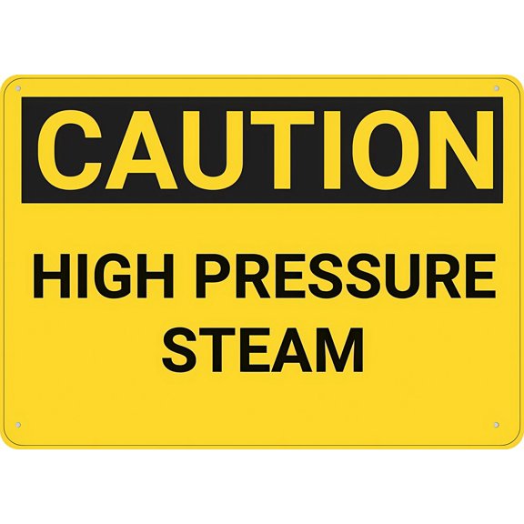 Caution High Pressure Steam Sign 12 x 8 Inches - Rust-Free Aluminum, UV Ink Printing, Suitable for Indoor Outdoor Factory, Boiler, Plumbing Area
