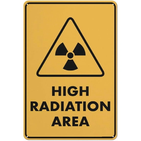 Caution High Radiation Area Sign Funny Decor For House Door Office Business Yard,Metal Aluminum Rust Free Sign - 8"x12", Pre-Drilled Holes, Weather Resistant