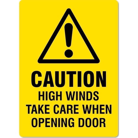 Caution High Winds Take Care When Opening Door Metal Tin Sign Vintage Warning Caution Wall Art Decor for Home Business Office Yard Garage Farmhouse Bar Street Indoor Outdoor Wall Decoration 8x12 Inch