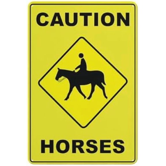 Caution Horses Sign For Business 8"X12" Rust Free Aluminum Uv Printed