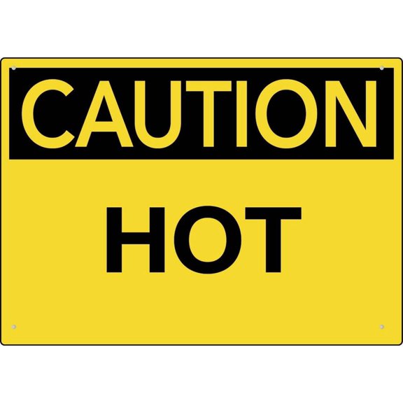 Caution Hot Sign 12X8 Inches Metal Aluminum Signs, Weather Resistant, Weatherproof, Indoor Or Outdoor