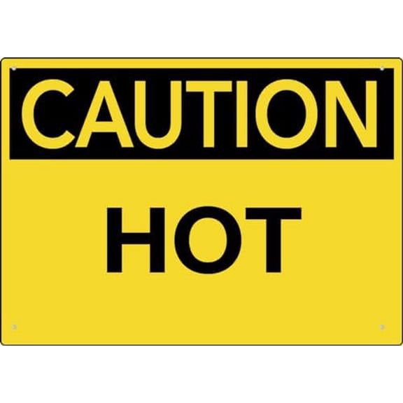 Caution Hot Sign 12X8 Inches Metal Aluminum Signs, Weather Resistant, Weatherproof, Indoor Or Outdoor