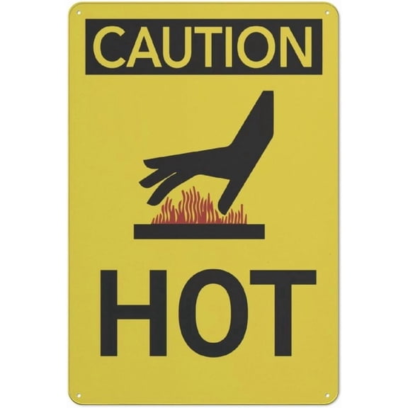 Caution Hot Sign 8"x12" Rust Free Aluminum - UV Printed Outdoor Yard Sign for Home Business Driveway Alert, Hot Warning Sign